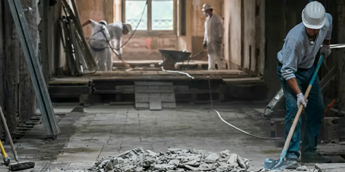 fire damage restoration professionals performing structural cleanup and restoration after a fire in Baltimore, MD