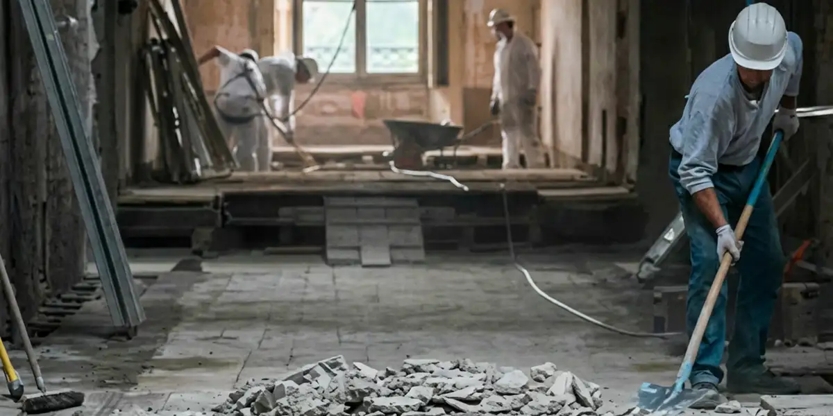 fire damage restoration professionals performing structural cleanup and restoration after a fire in Baltimore, MD