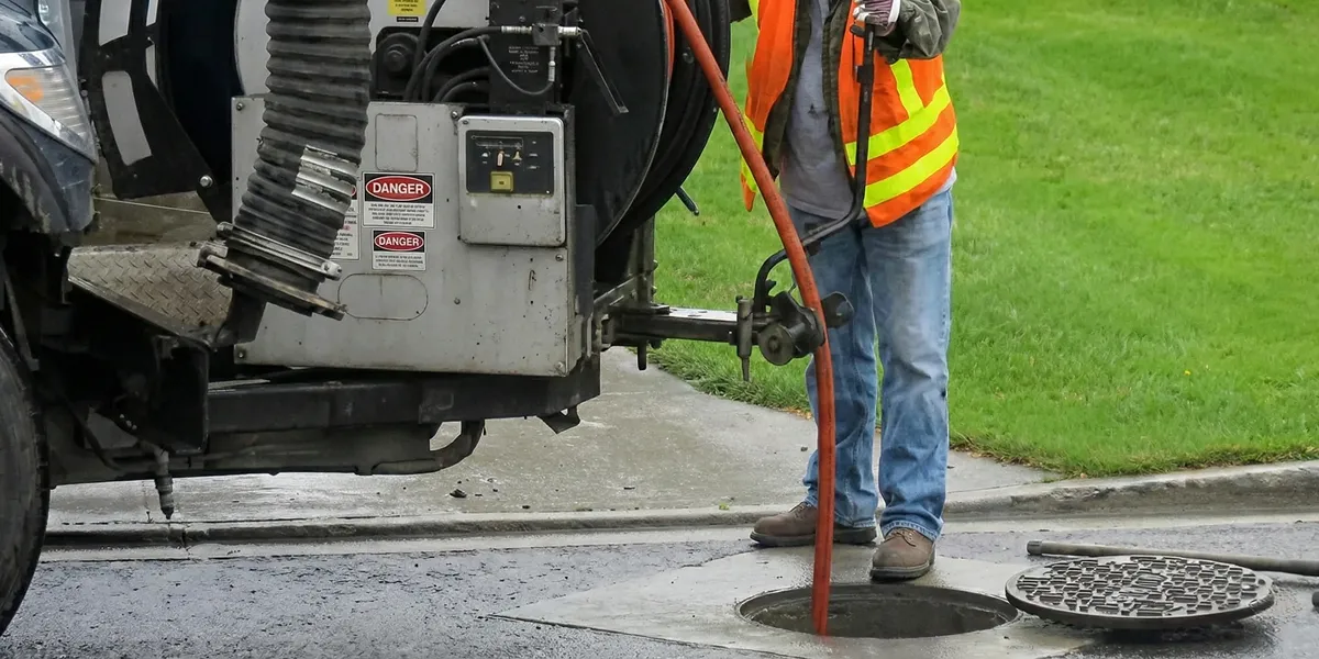 sewage clean up professionals using industrial equipment to remove contaminated wastewater in Baltimore, MD