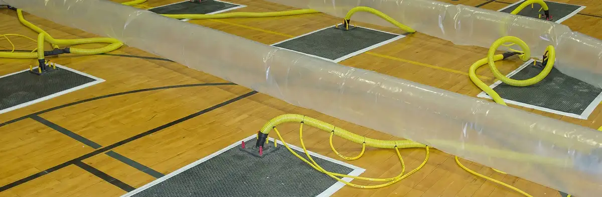 water clean up drying system set up to remove moisture and prevent further damage in Baltimore, MD